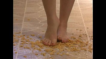 Foot Fetish - Sexy feet stepping on crunchy cereal